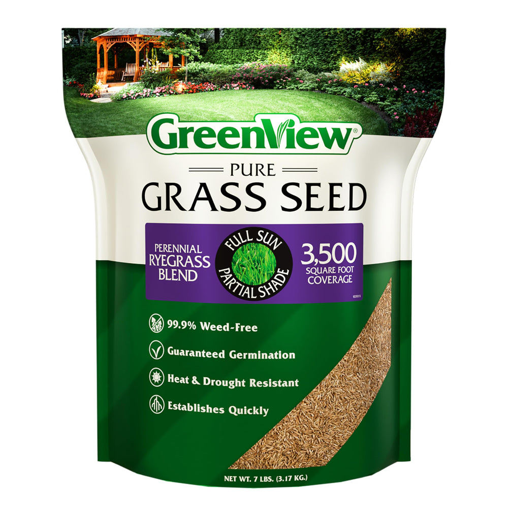 GreenView Pure Grass Seed Perennial Ryegrass Blend 7 lb bag front view