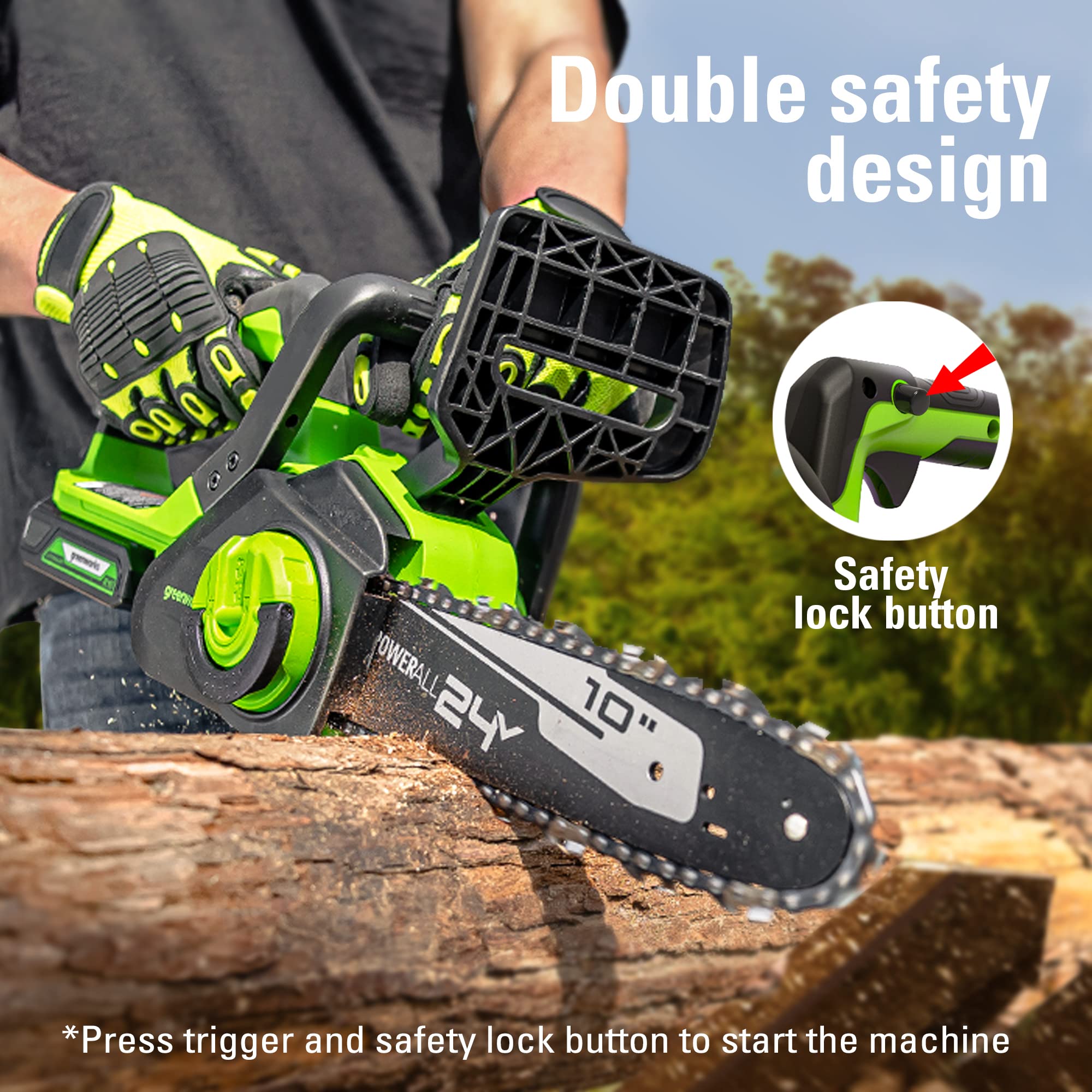 Greenworks 24V chainsaw automatic oiler feature