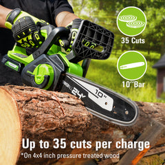Greenworks 24V cordless chainsaw with battery and charger