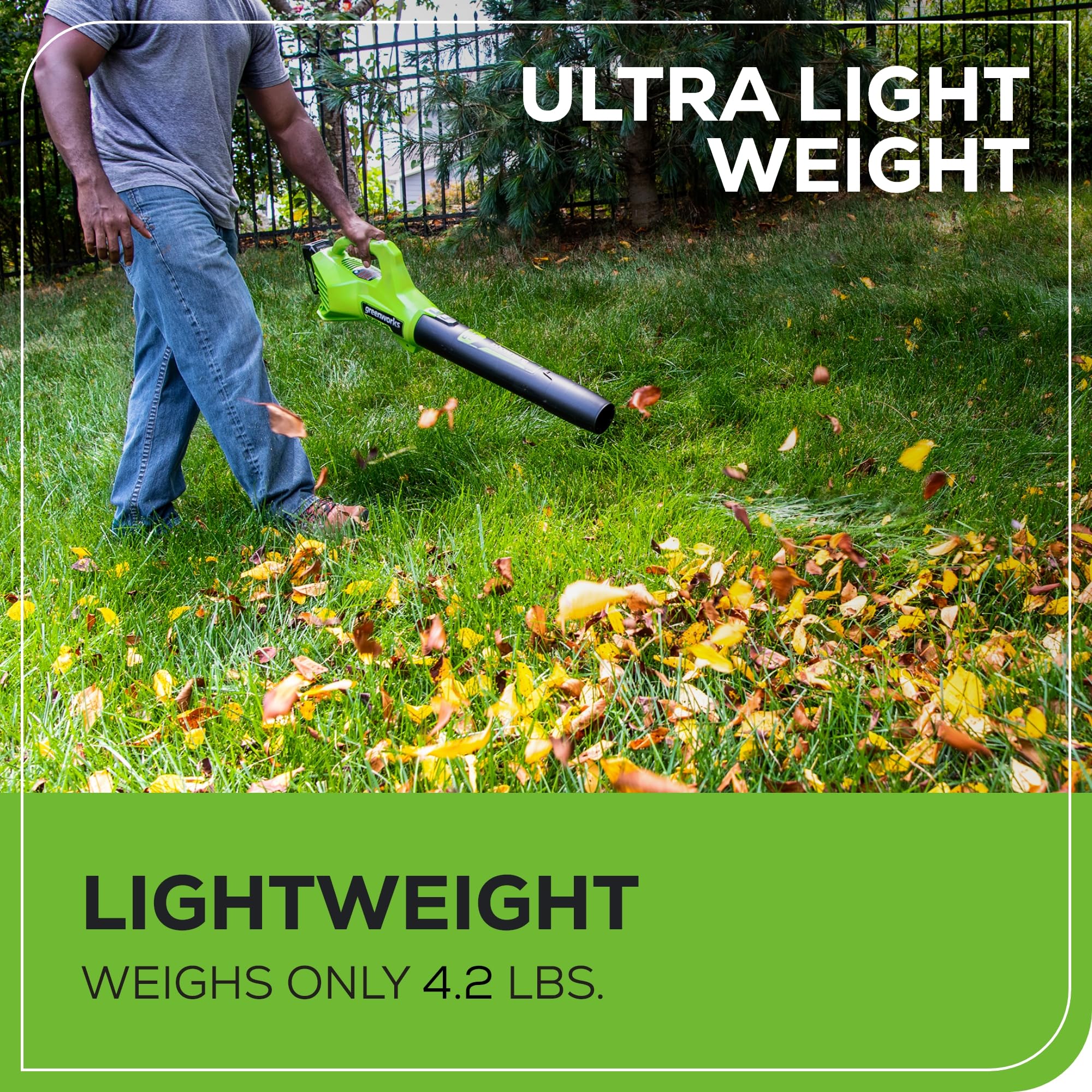 Greenworks 24V Leaf Blower with concentrated nozzle