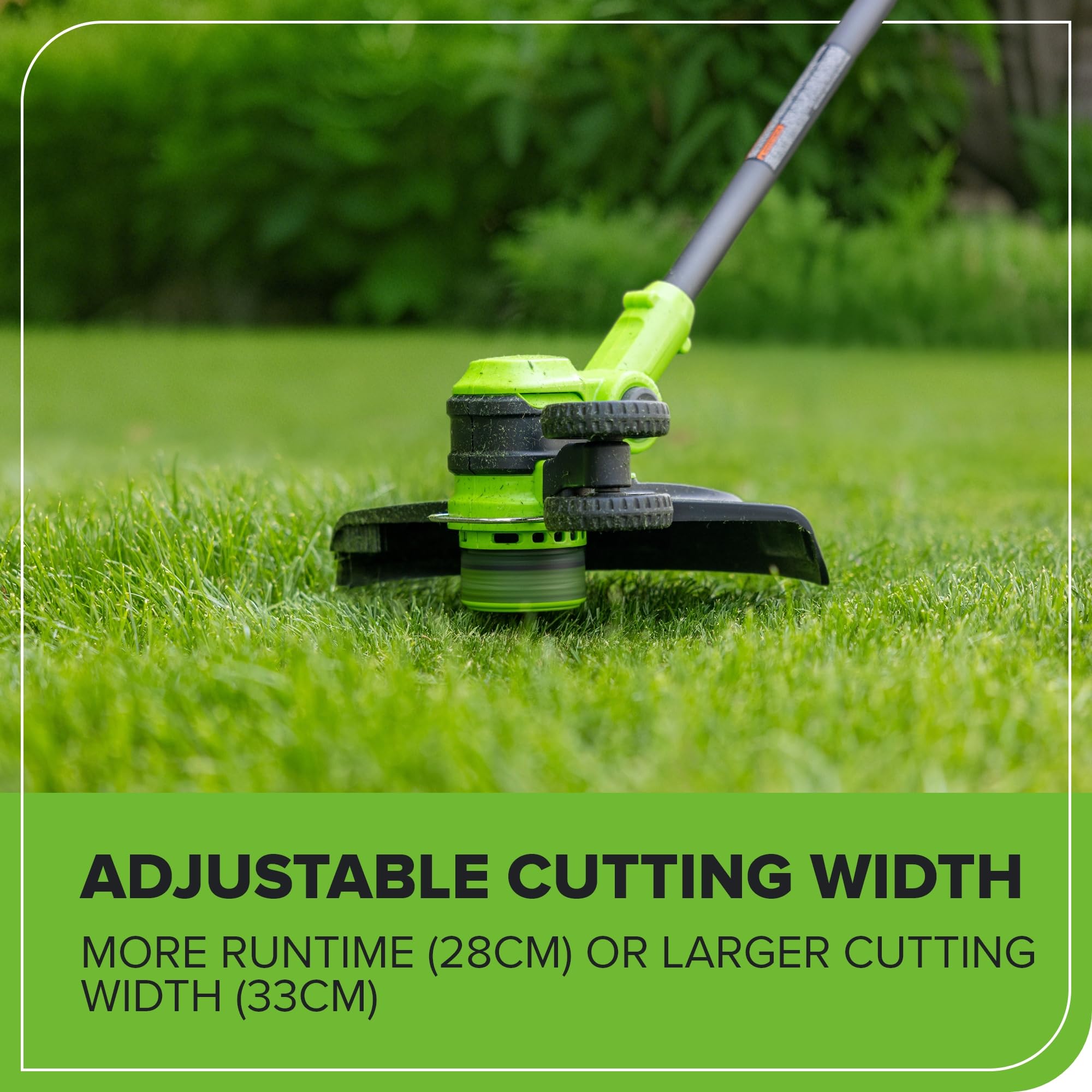 Greenworks 24V String Trimmer during use on lawn