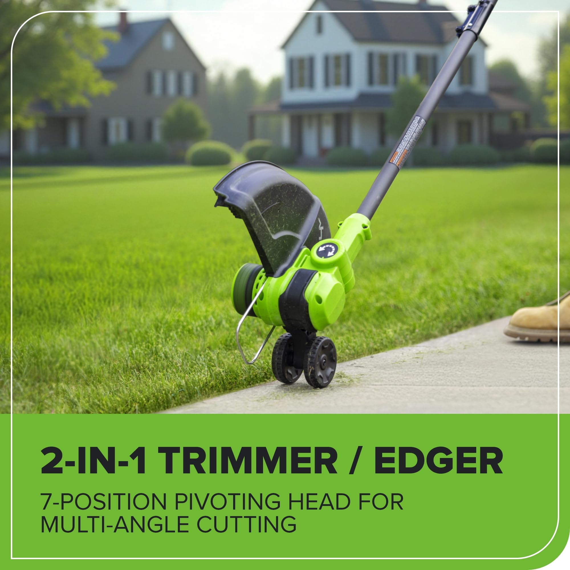 Greenworks 24V String Trimmer in garden setting