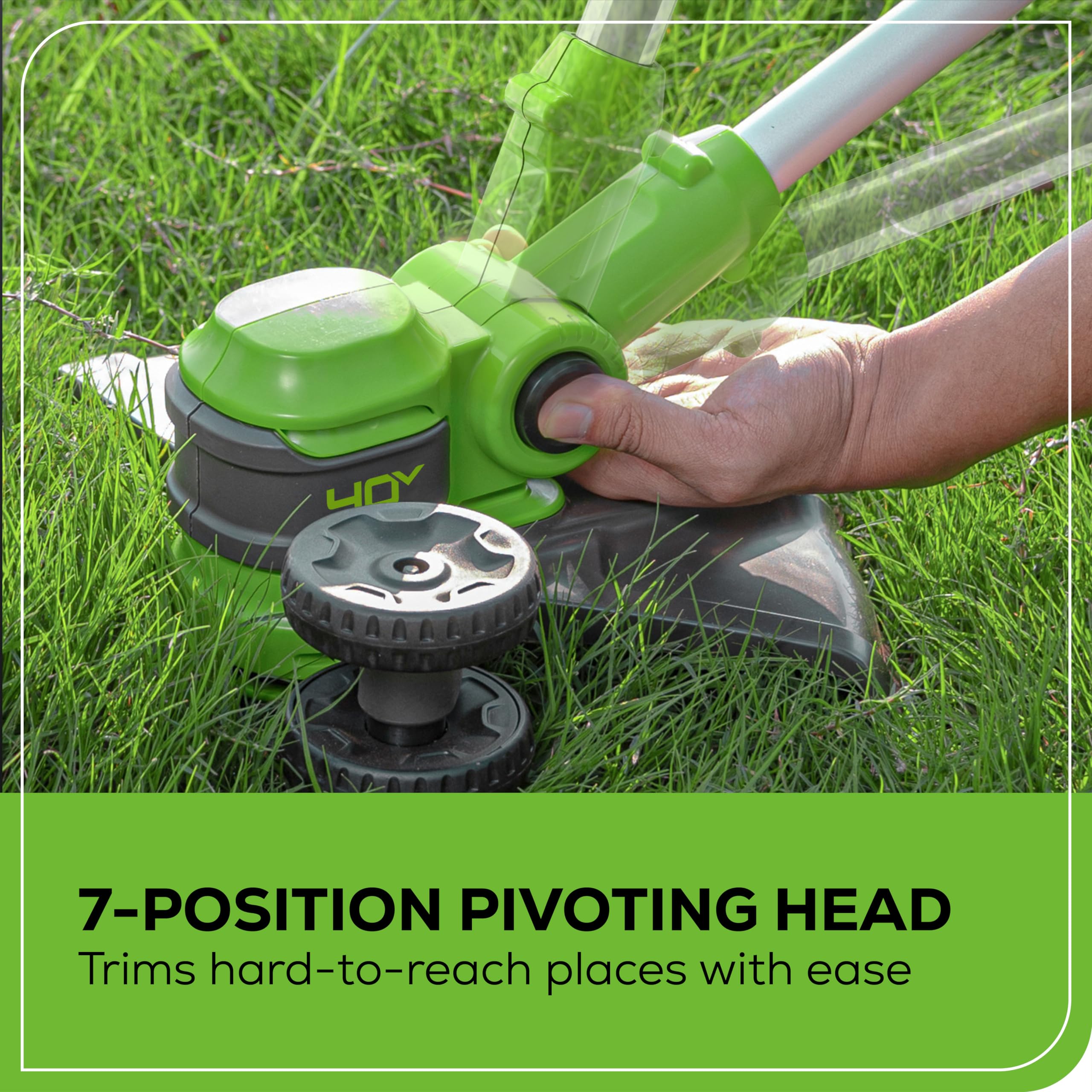 Greenworks 40V Cordless String Trimmer in garden setting