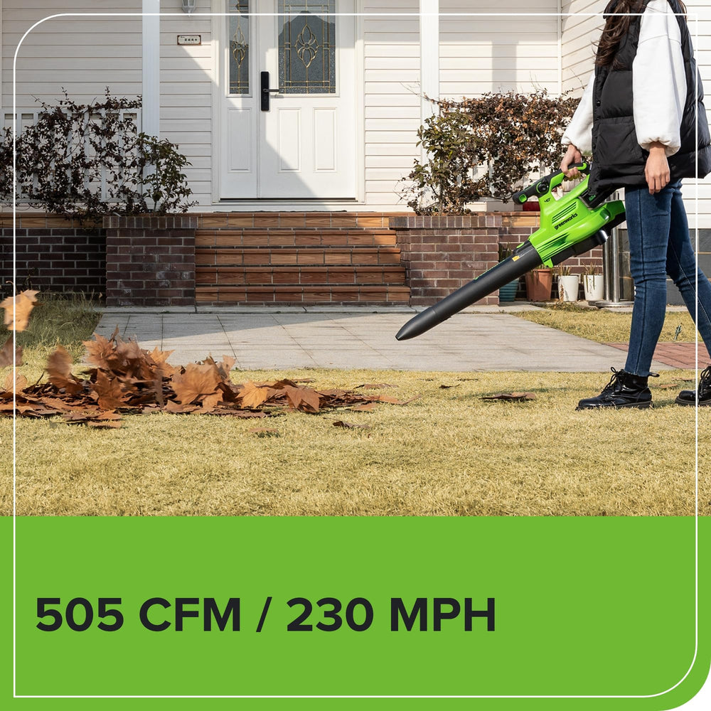 Greenworks 40V Leaf Blower/Vacuum close-up on ergonomic grip
