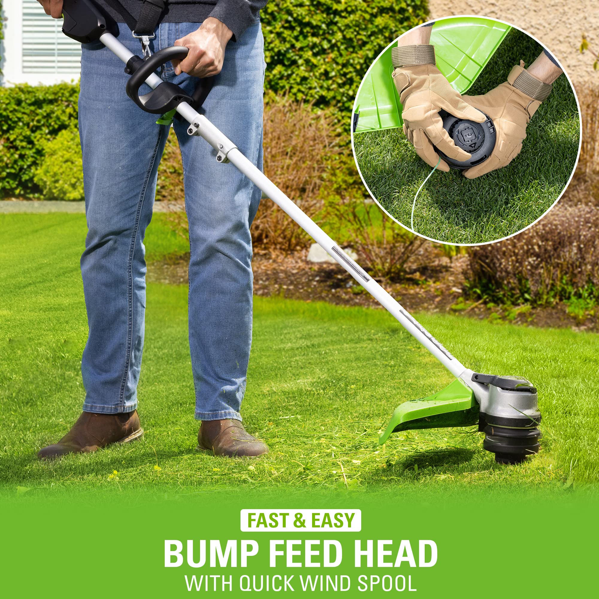Greenworks 80V String Trimmer close-up of dual line
