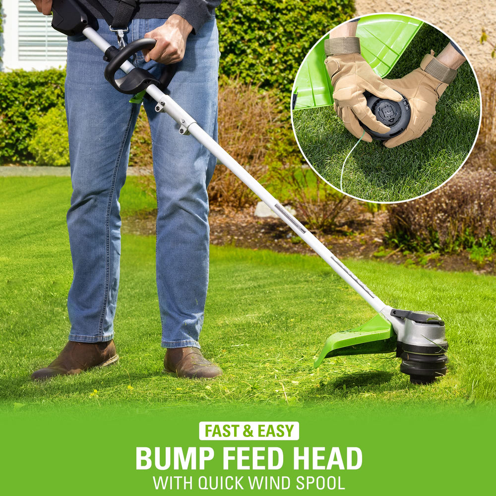 Greenworks 80V String Trimmer close-up of dual line