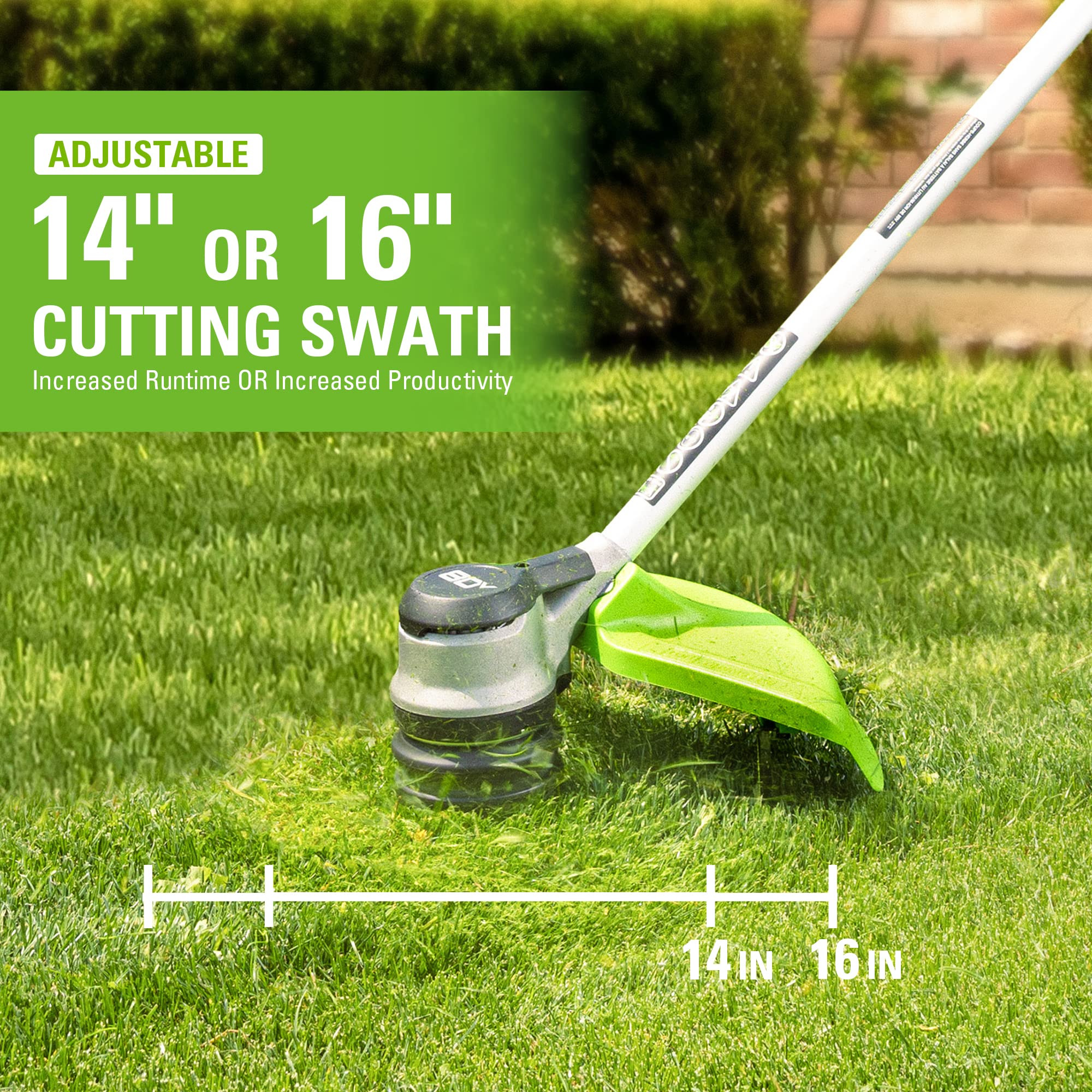 Greenworks 80V String Trimmer on grass