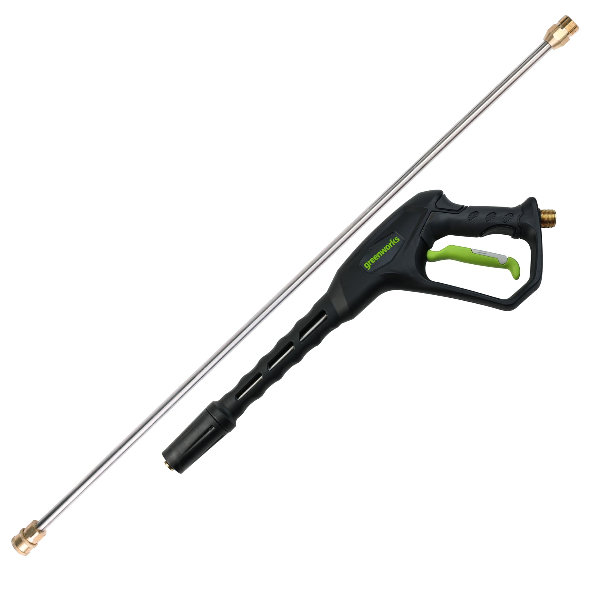 Greenworks Metal Spray Gun front view with ergonomic design
