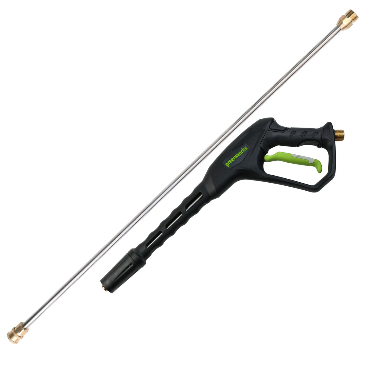 Greenworks Metal Spray Gun front view with ergonomic design