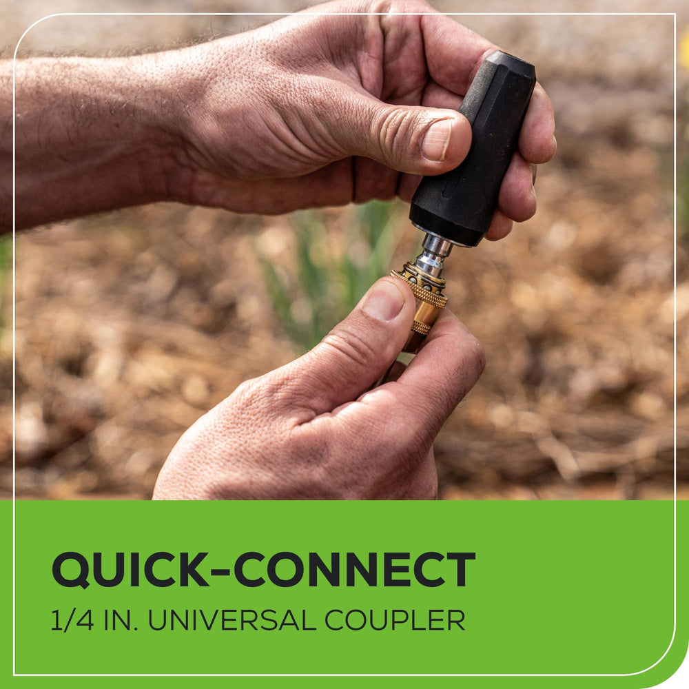 Greenworks Metal Spray Gun in use on a patio