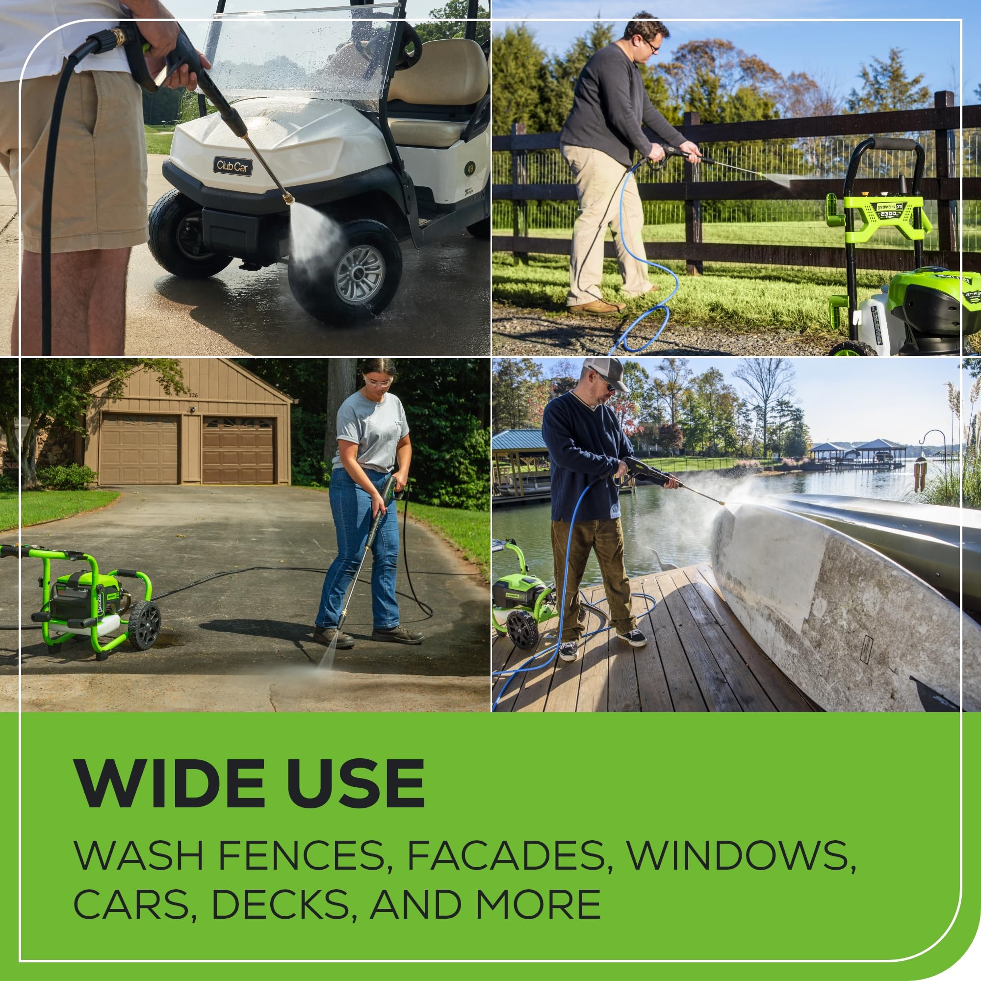 Greenworks Metal Spray Gun packaging with specifications