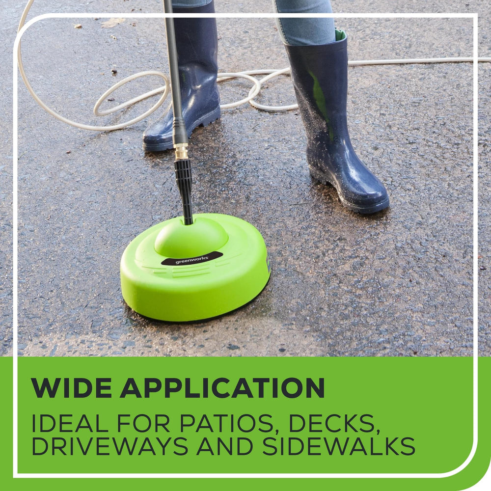 Greenworks Surface Cleaner attachment on a pressure washer