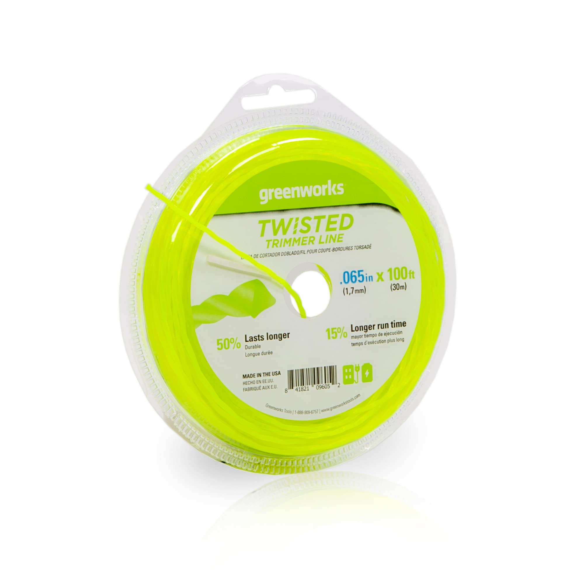 Greenworks trimmer line packaging side view