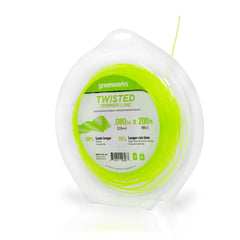 Greenworks trimmer line spool showing packaging and dimensions