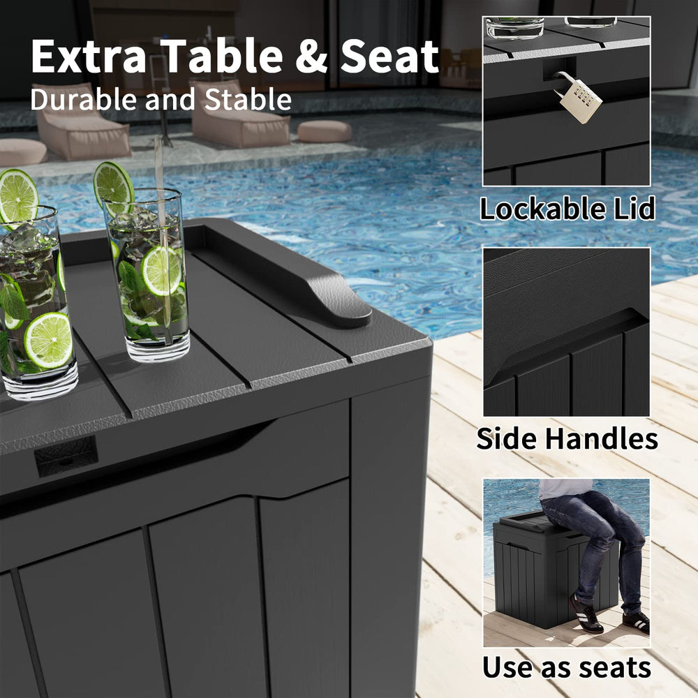 Greesum 31 Gallon Outdoor Storage Box as a seat