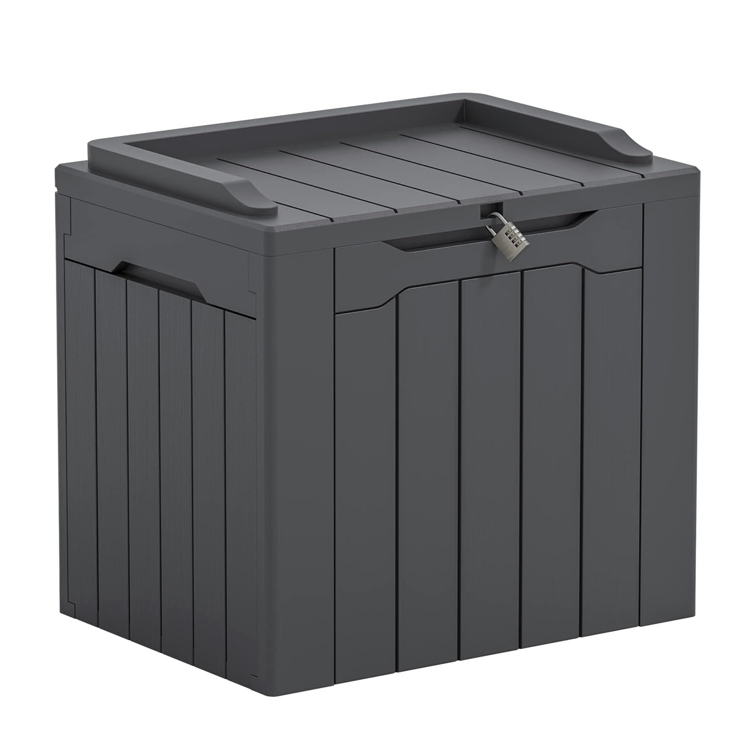 Greesum 31 Gallon Outdoor Storage Box dark grey front view