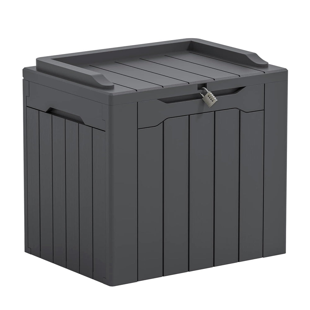 Greesum 31 Gallon Outdoor Storage Box dark grey front view