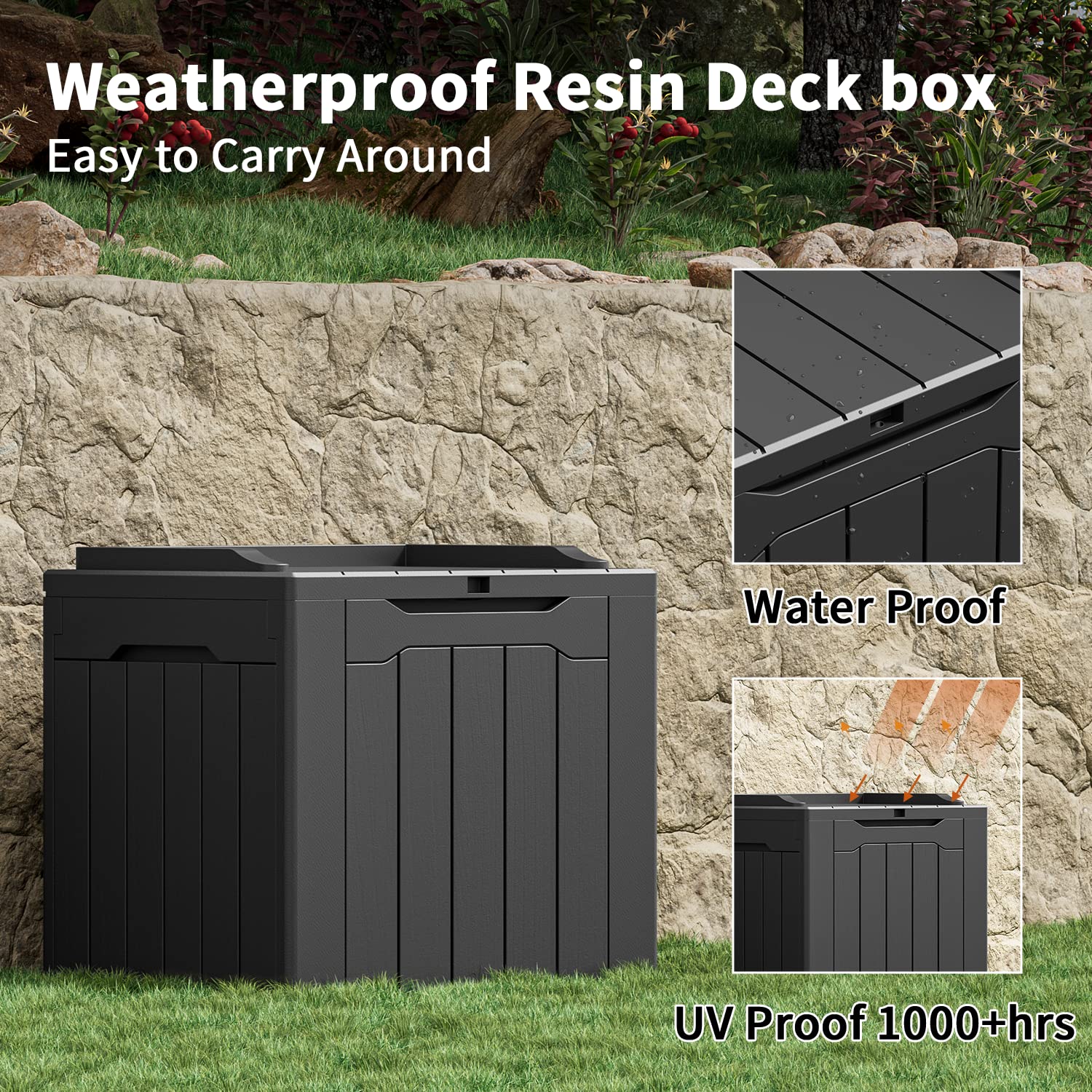 Greesum 31 Gallon Outdoor Storage Box open with tools inside