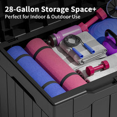Greesum 31 Gallon Outdoor Storage Box with patio furniture