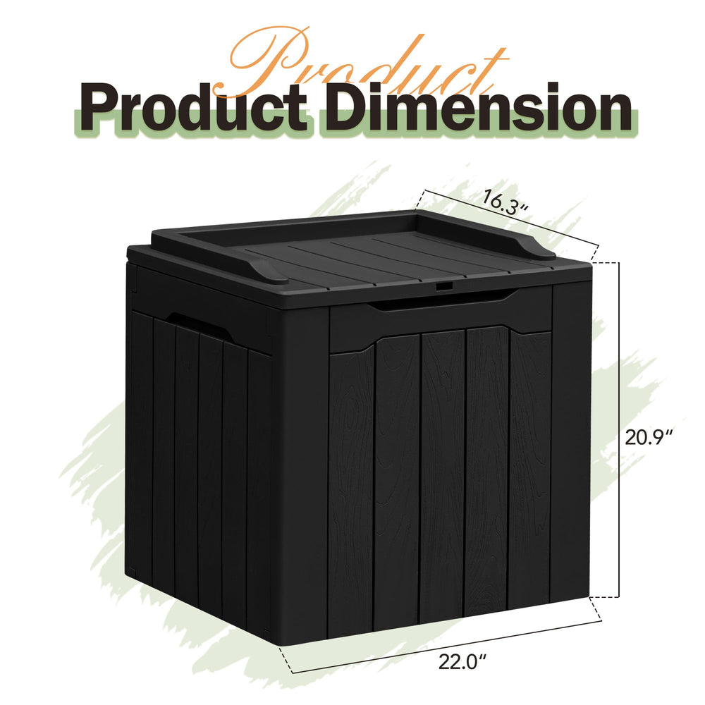 Greesum 31 Gallon Resin Deck Box packaging and dimensions