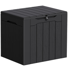 Greesum 33 Gallon Resin Deck Box in black, front view