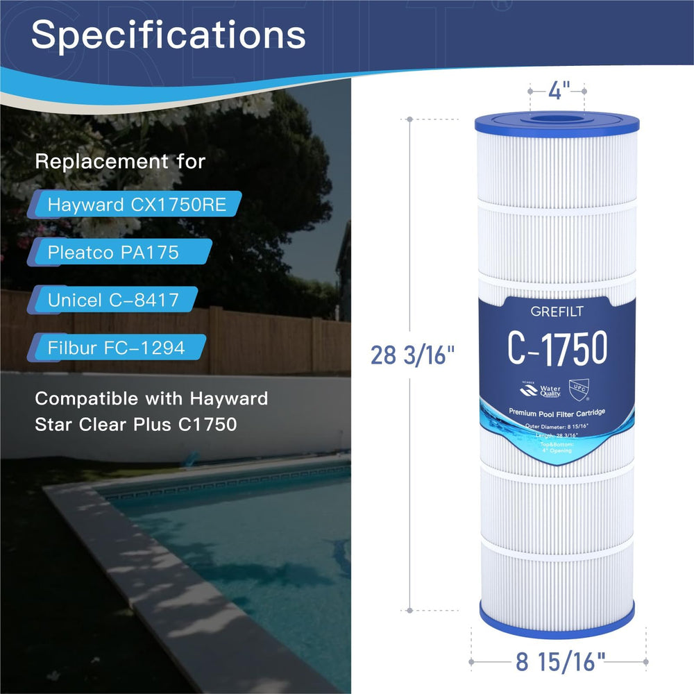 Grefilt C1750 Pool Filter Cartridge top view