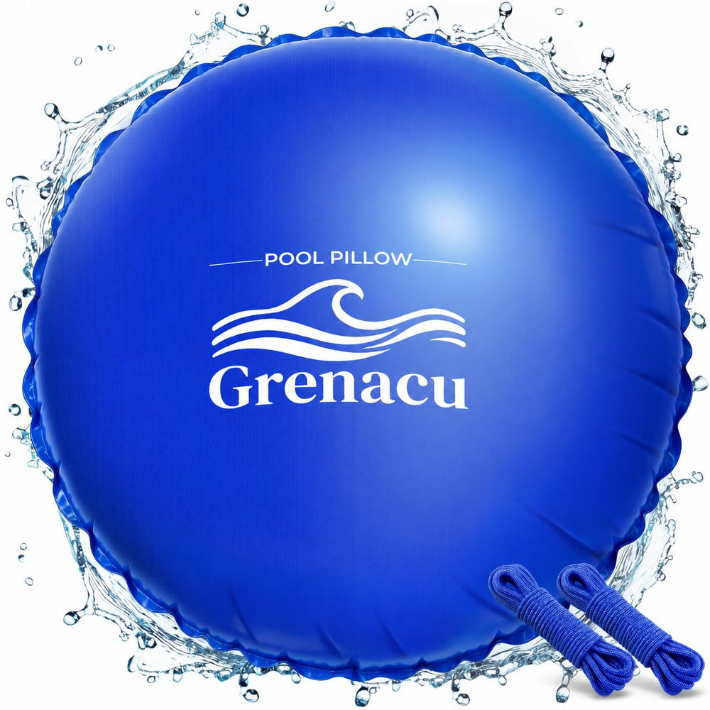 GRENACU Pool Pillow 6.5 FT round blue model front view