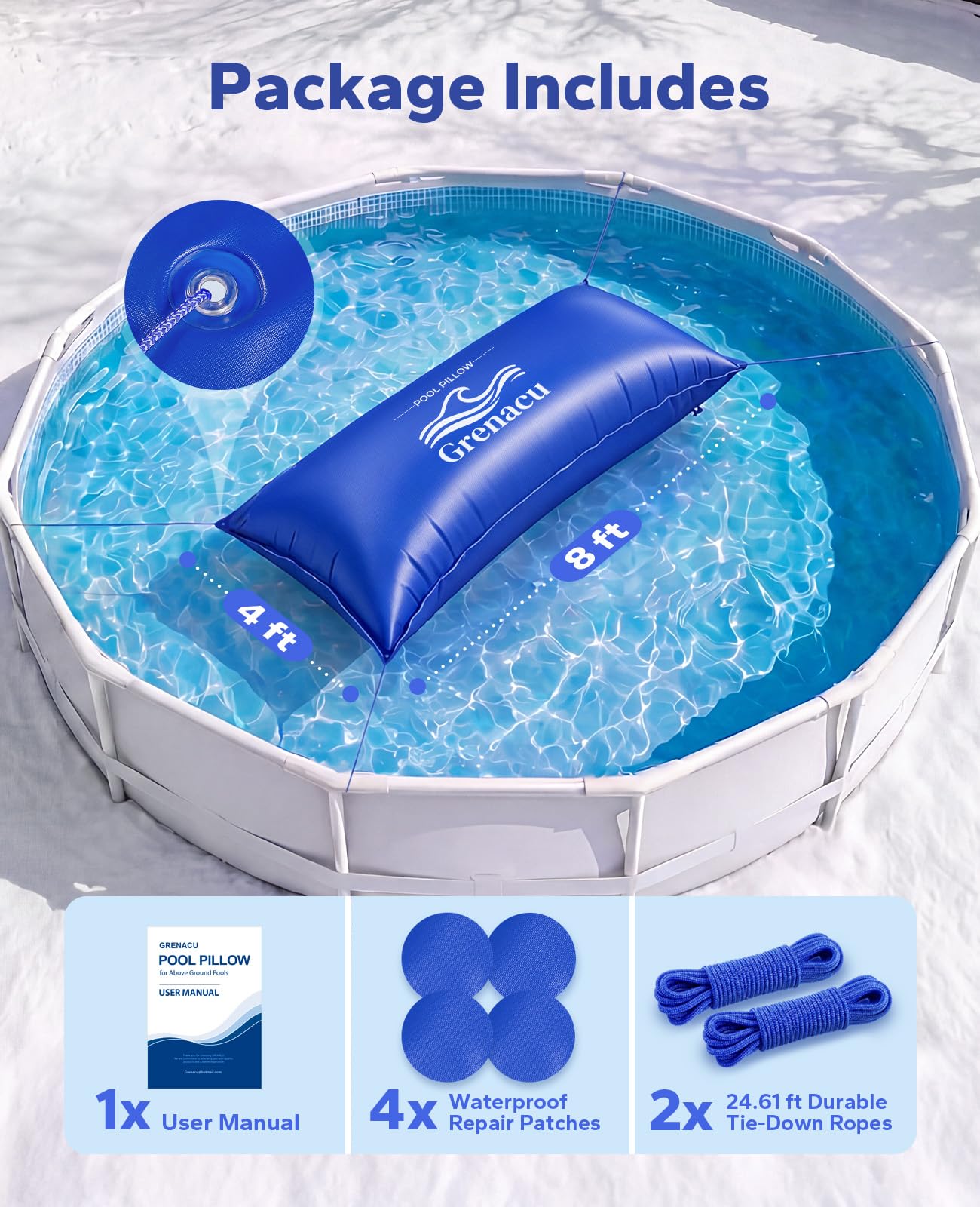 GRENACU Pool Pillow blue colour view