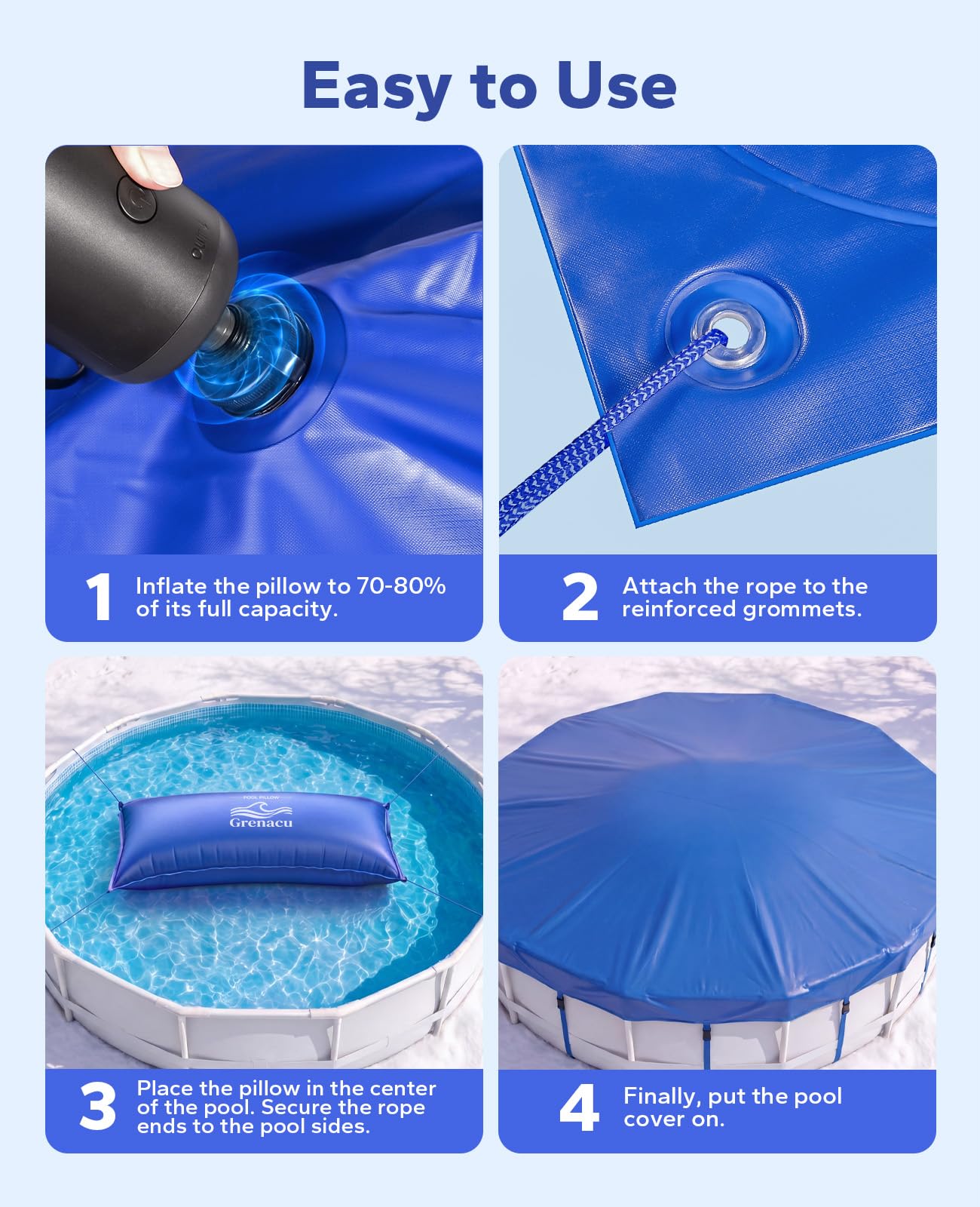 GRENACU Pool Pillow with repair patches included