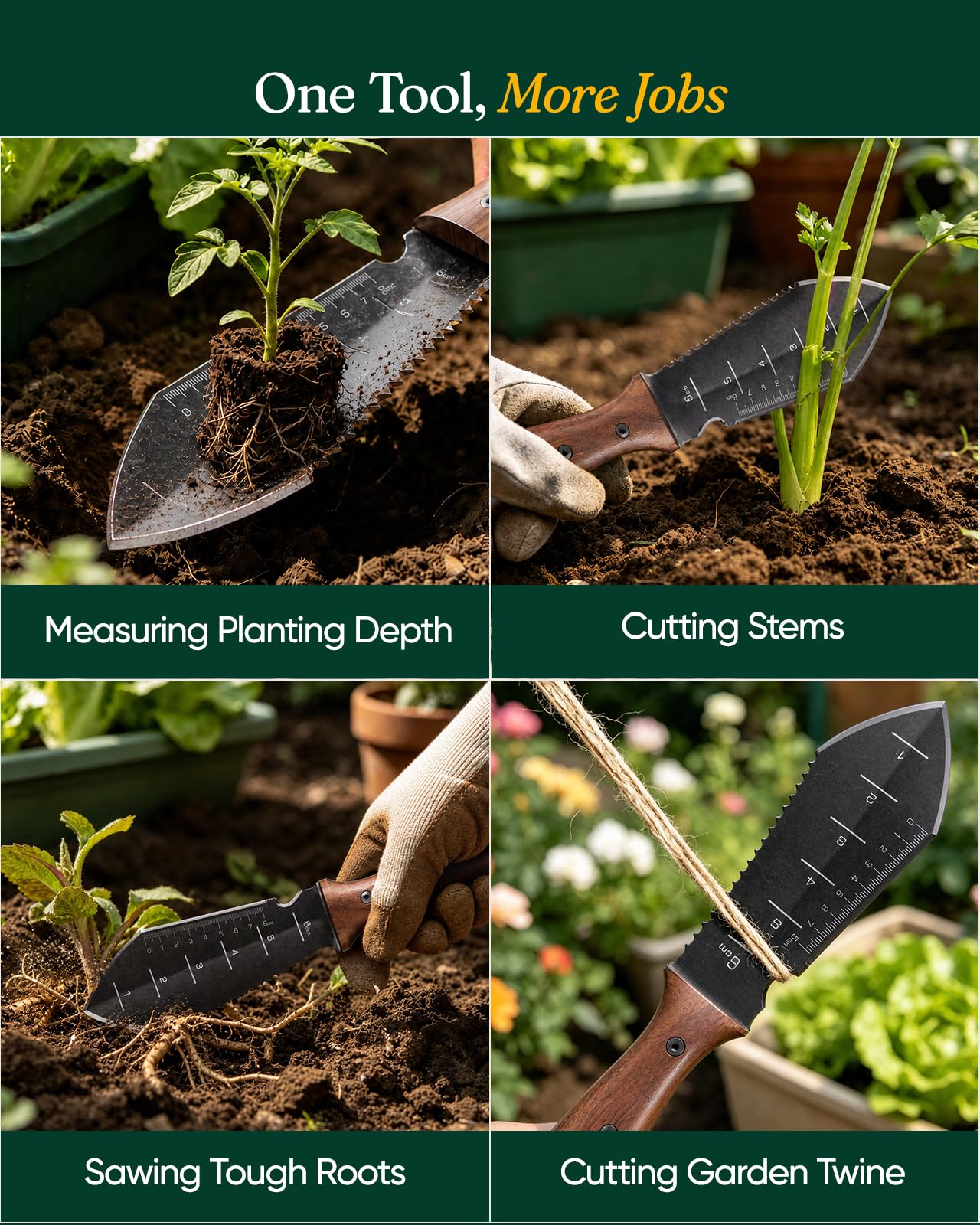 Grenebo Hori Hori Garden Knife measuring soil depth