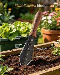 Grenebo Hori Hori Garden Knife side view with walnut handle