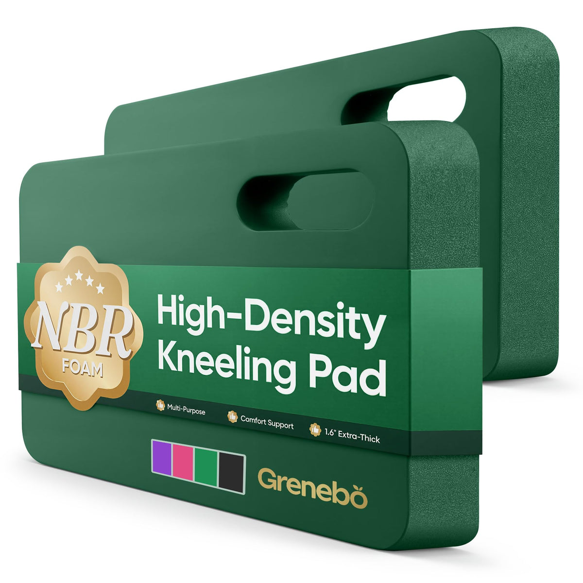 Grenebo Kneeling Pad green model front view, 1.6 inches thick