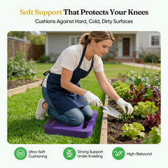 Grenebo kneeling pad purple on grass demonstrating stability