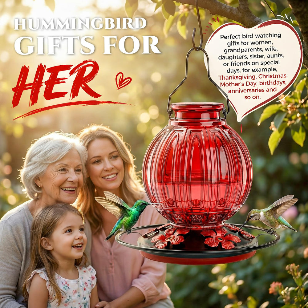 Grete Gotye Glass Hummingbird Feeder being filled with nectar