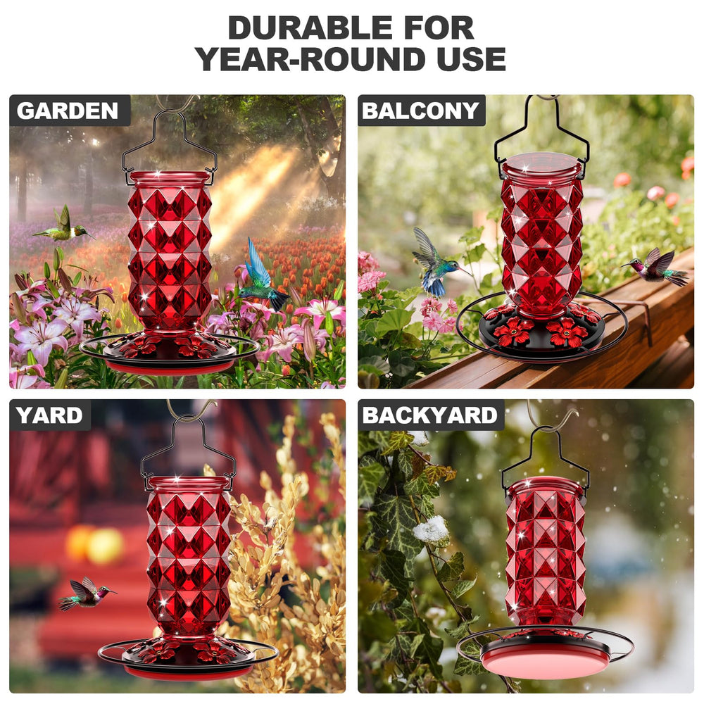 Grete Gotye glass hummingbird feeder with nectar inside