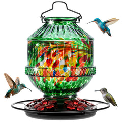 Grete Gotye hummingbird feeder front view with flower feeding ports