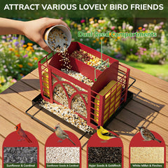 Grete Gotye Metal Bird Feeder side view with suet cages