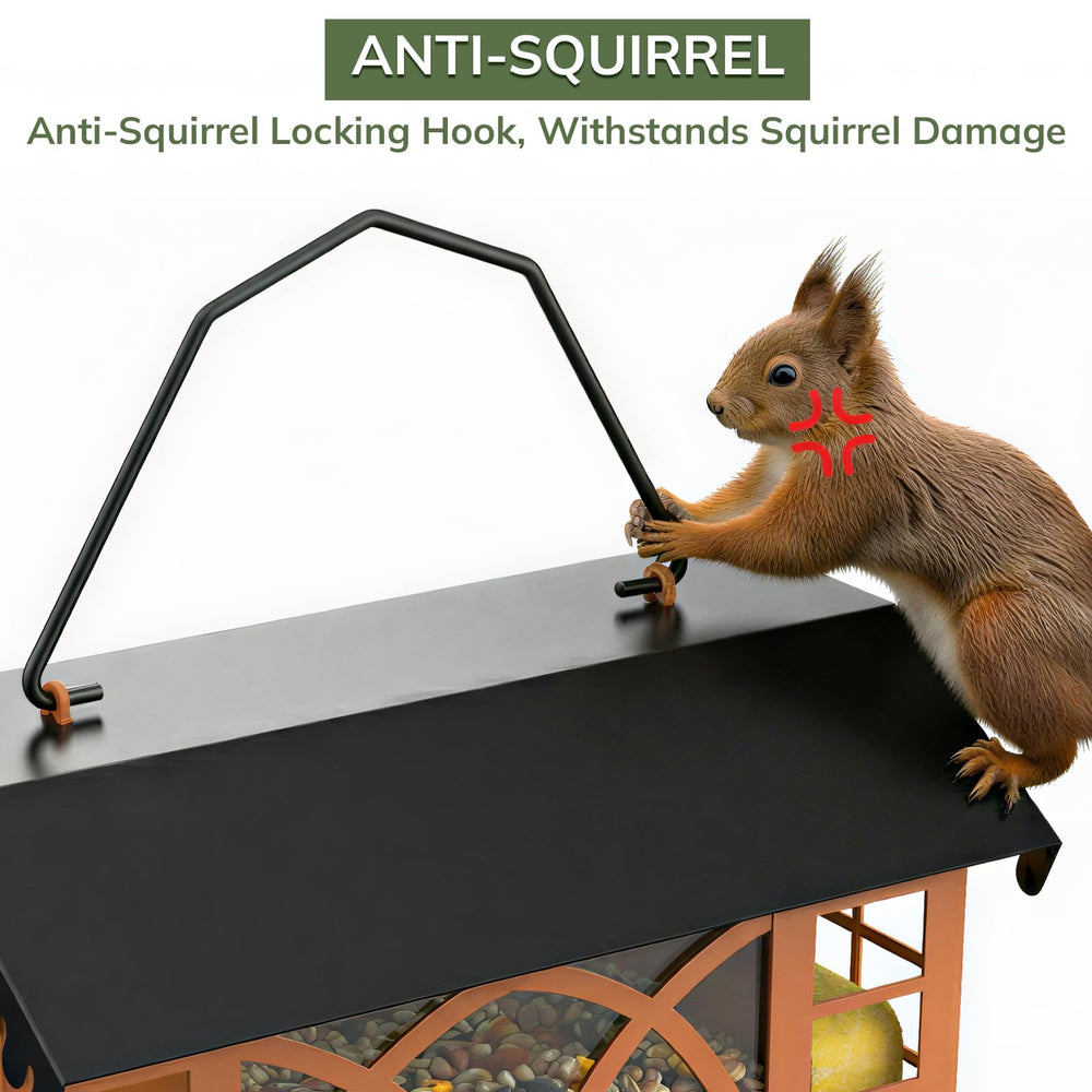 Grete Gotye Metal Bird Feeder weatherproof roof and drainage holes