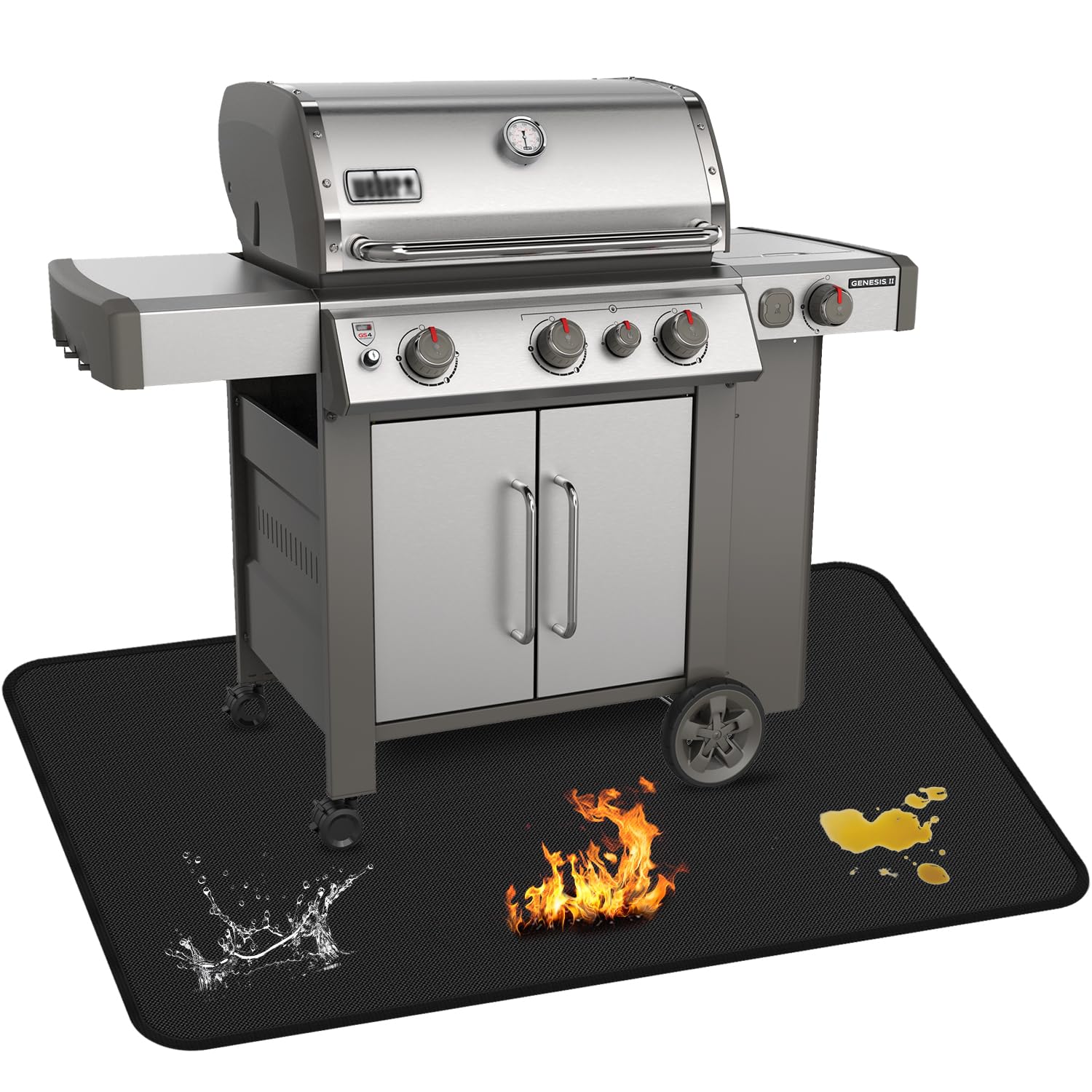GRIBUDDY Large Under Grill Mat 75 x 40 inch front view