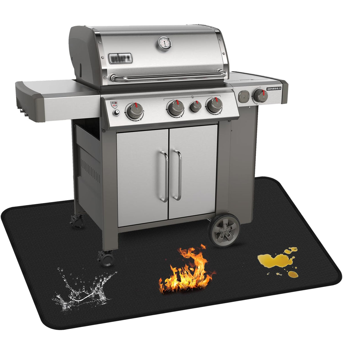 GRIBUDDY Large Under Grill Mat 75 x 40 inch front view