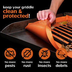 Griddle Buddy Griddle Mat in use on a Blackstone grill