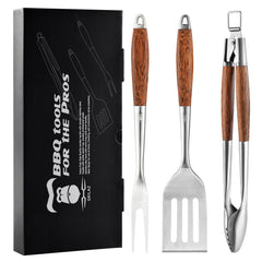 GRILAZ BBQ Grilling Tools Set with spatula, tongs, and fork