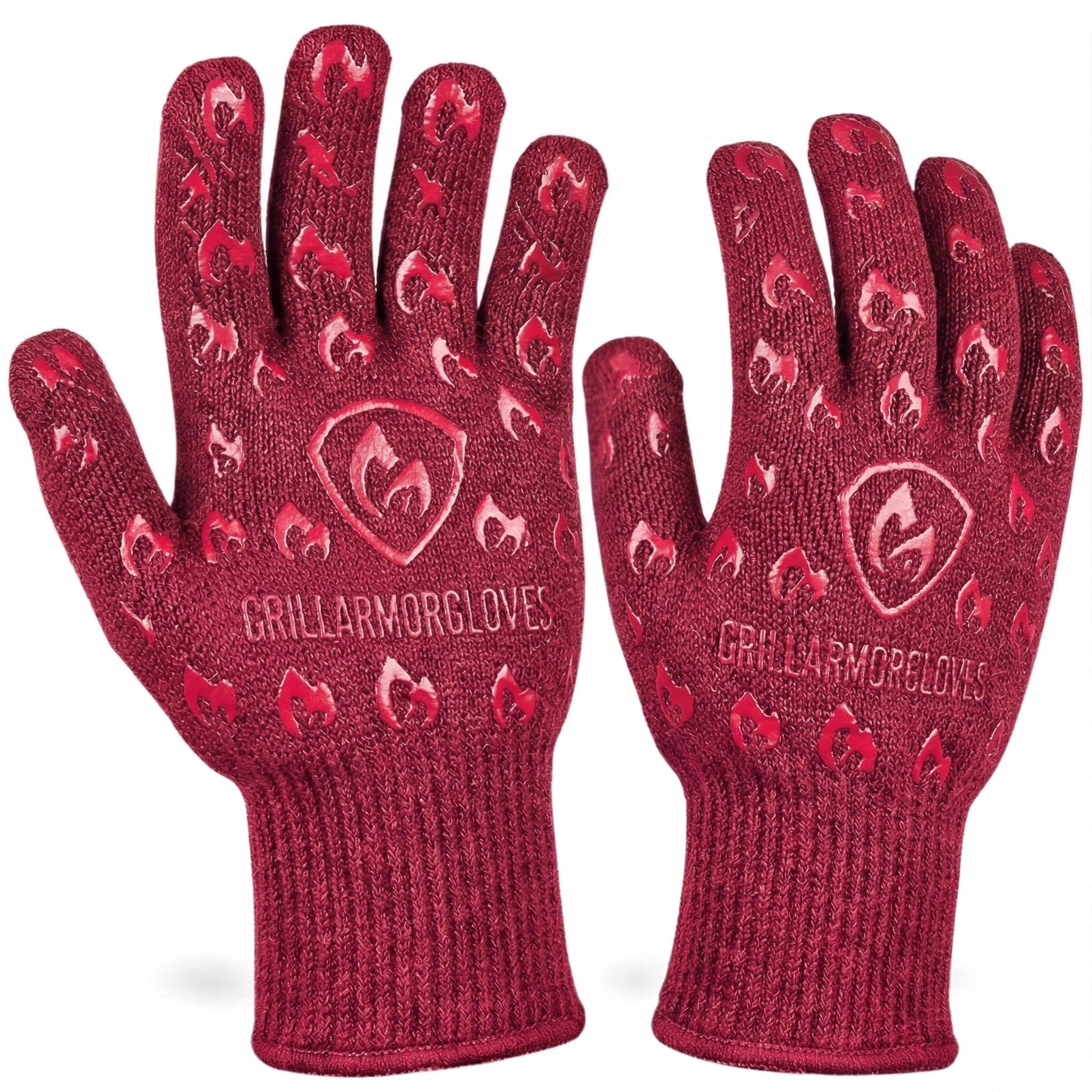 Grill Armor Gloves red oven mitts front view