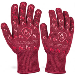 Grill Armor Gloves red oven mitts front view