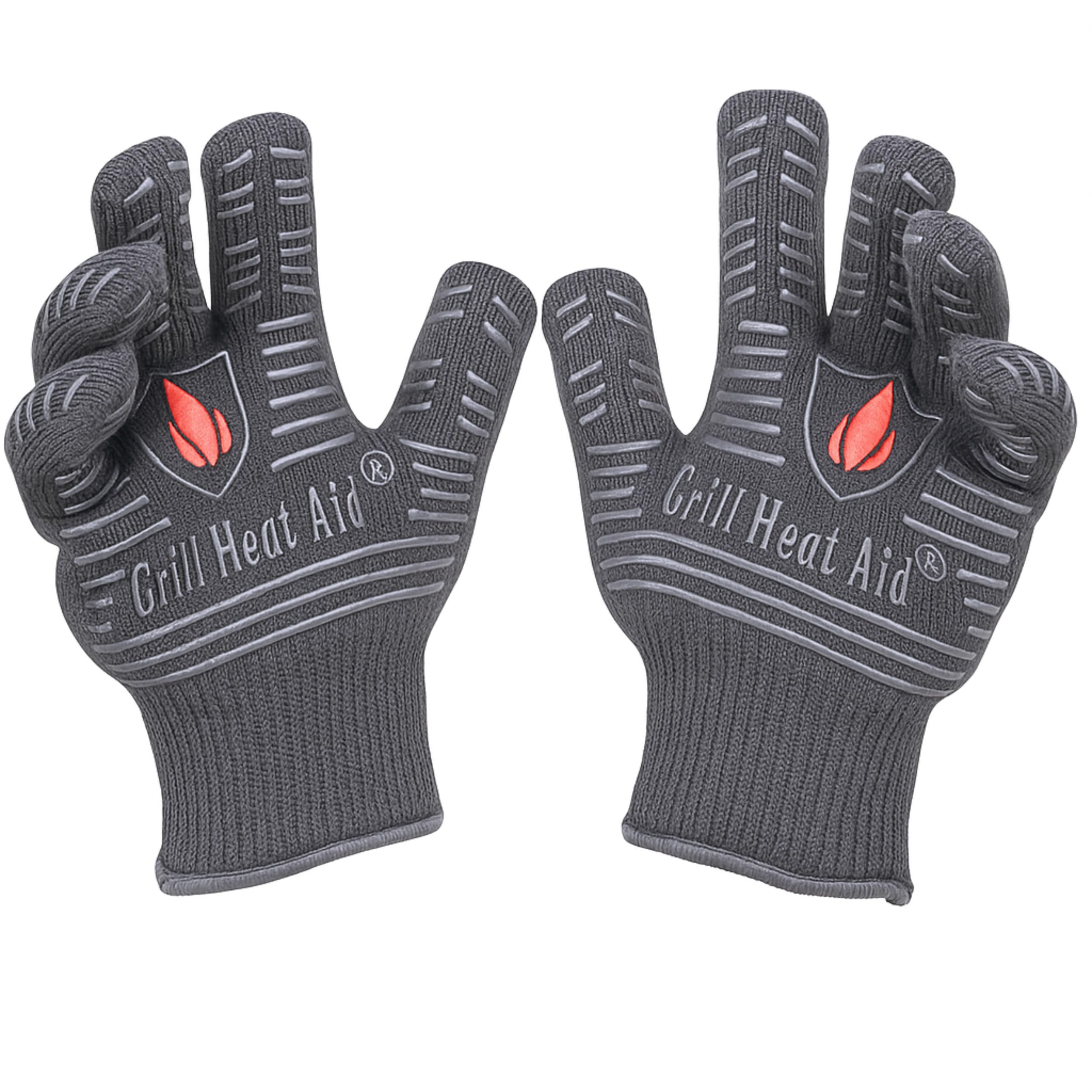 Grill Heat Aid Grill Gloves front view Gray, Medium Palm