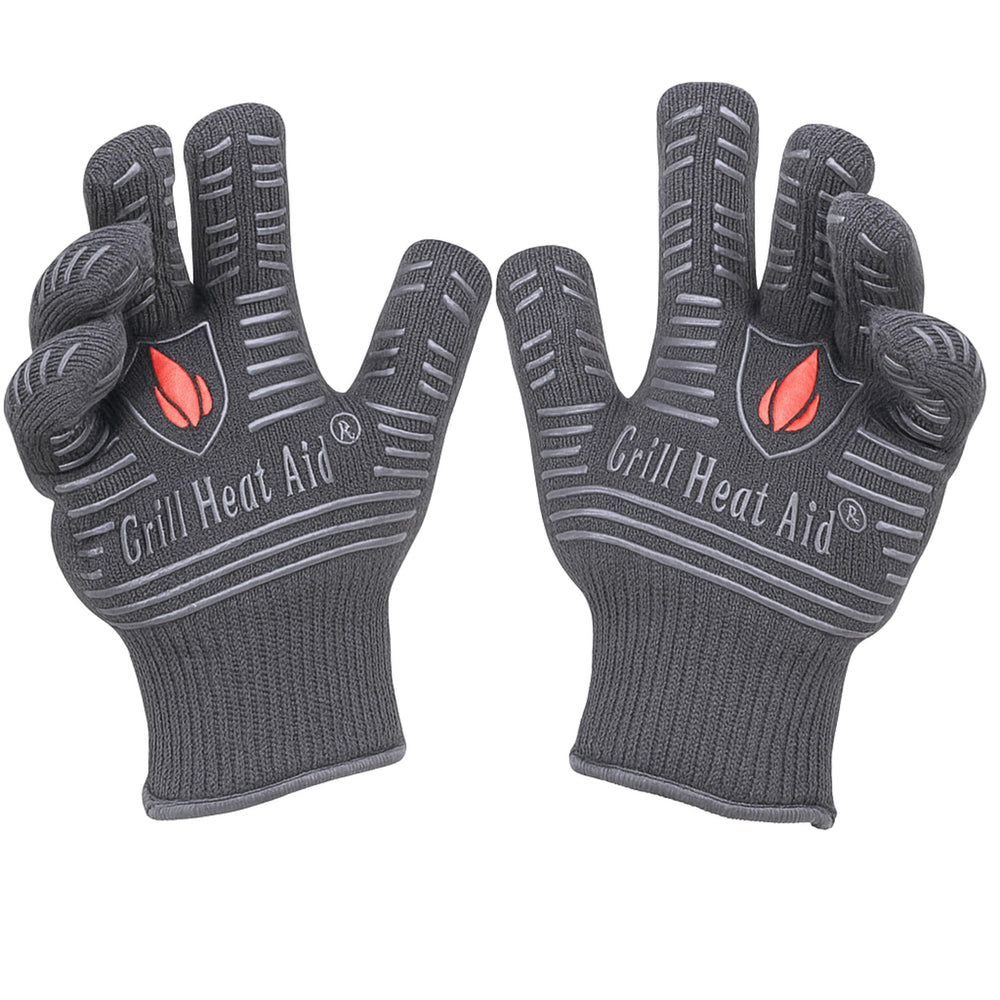 Grill Heat Aid Grill Gloves front view Gray, Medium Palm