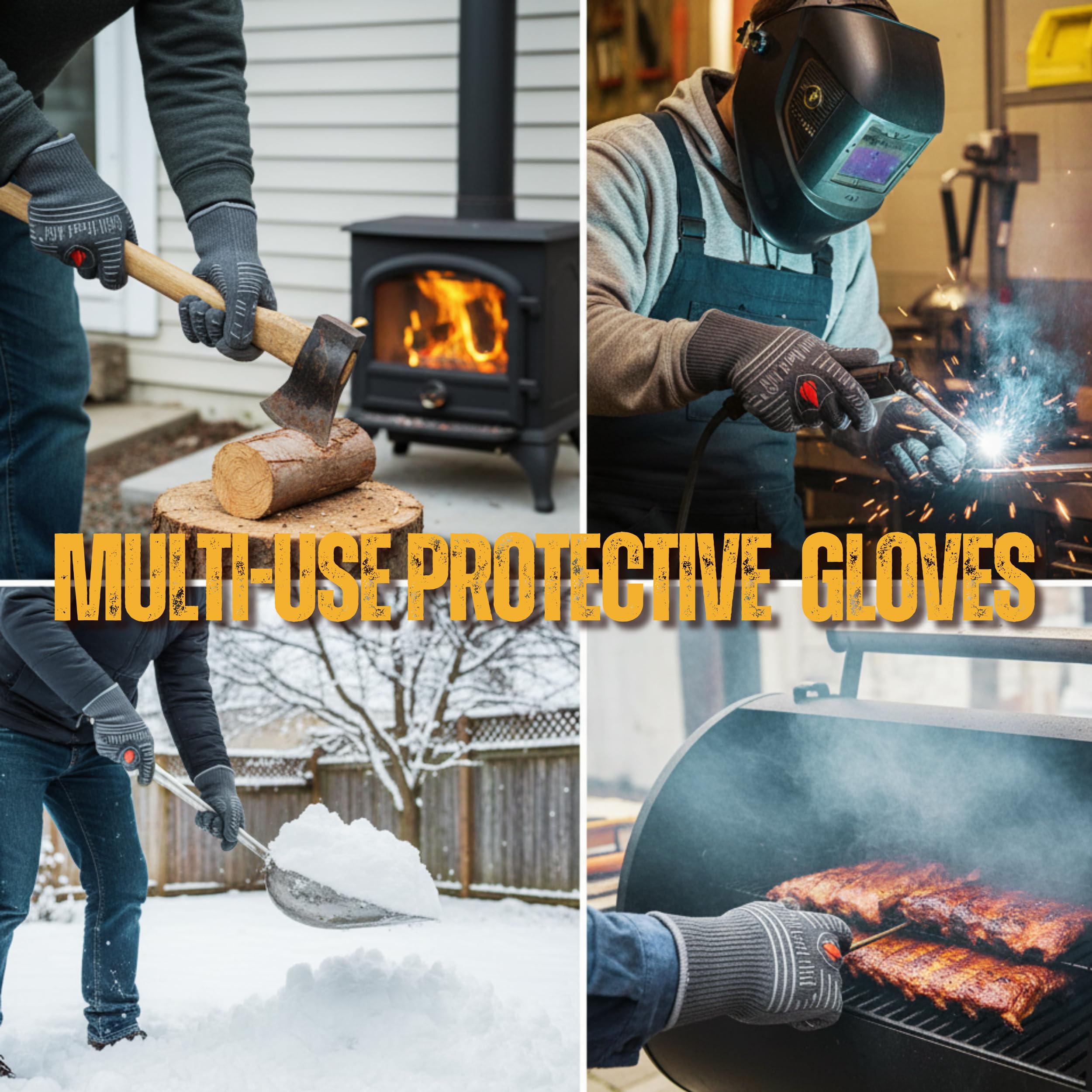 Grill Heat Aid Grill Gloves on a grilling tool set