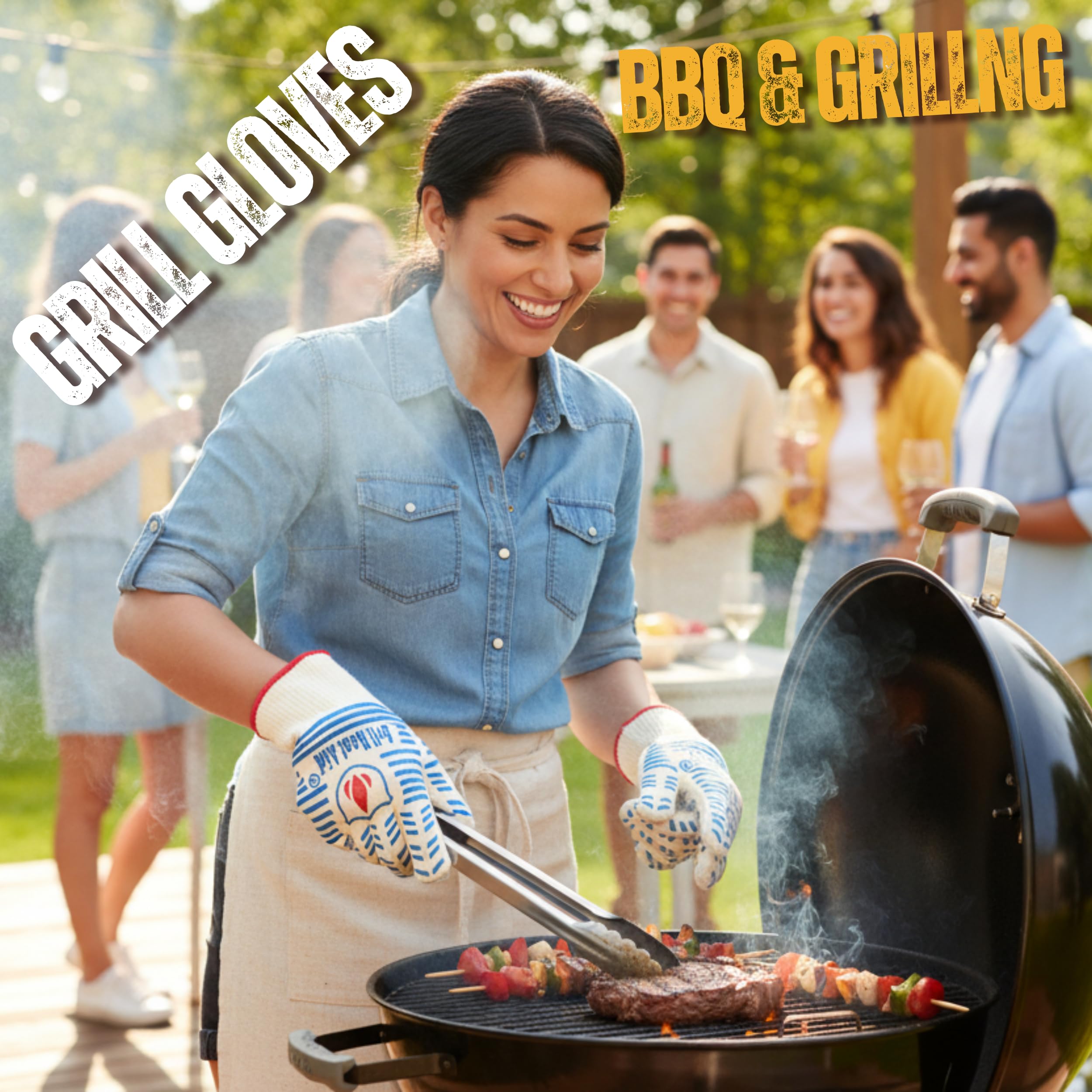Grill Heat Aid Grill Gloves showing non-slip grip texture