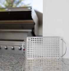 Grill Topper on a barbecue grill with food