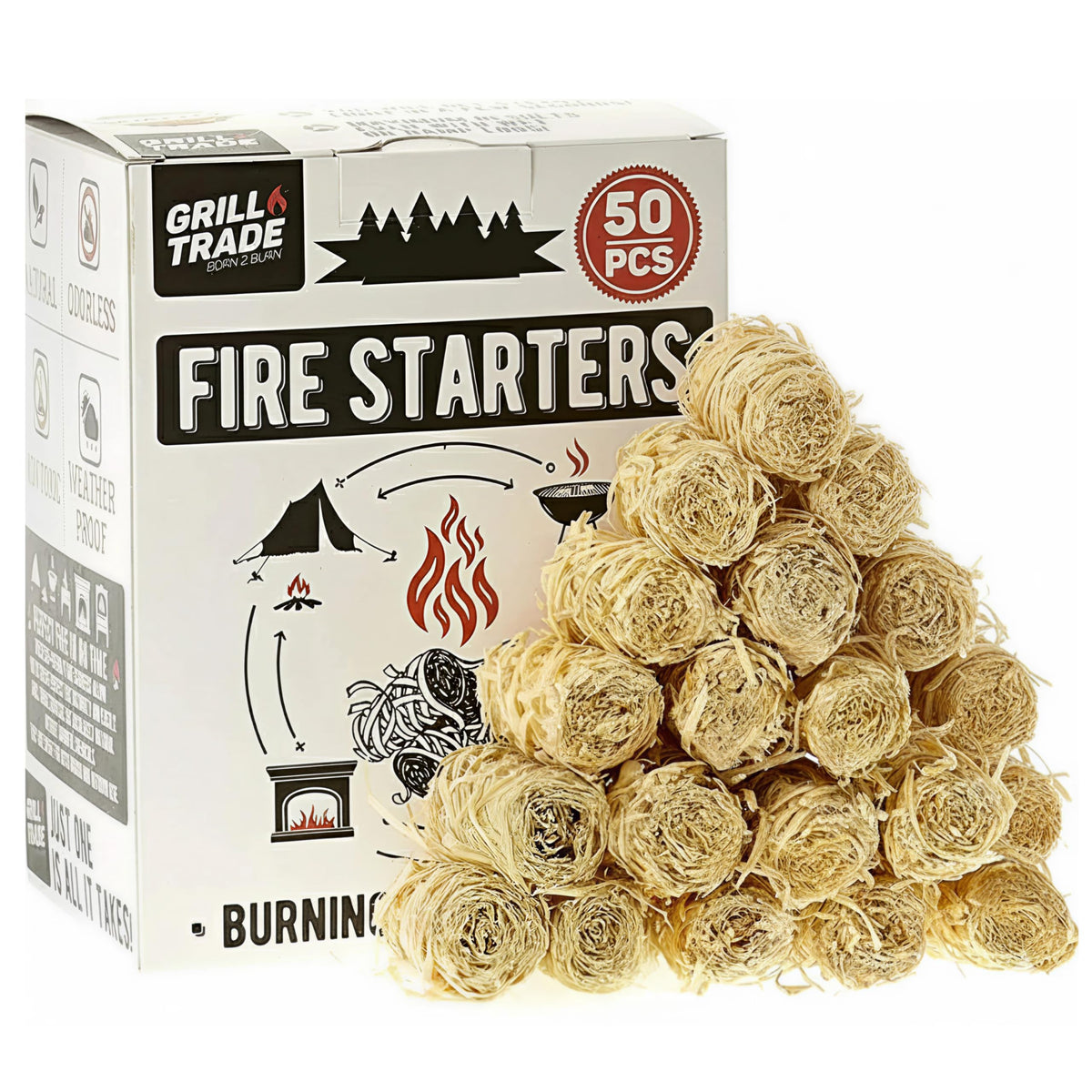 Grill Trade Fire Starters pack of 50 sticks front view